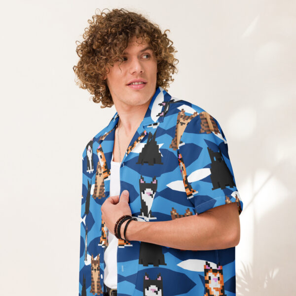 Pixel Cats Button Up Shirt - Image 3